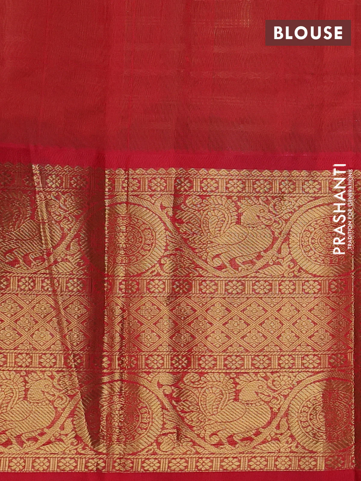 Kuppadam silk cotton saree parrot green and red with allover zari woven veldhari pattern and long zari woven border - Image 3