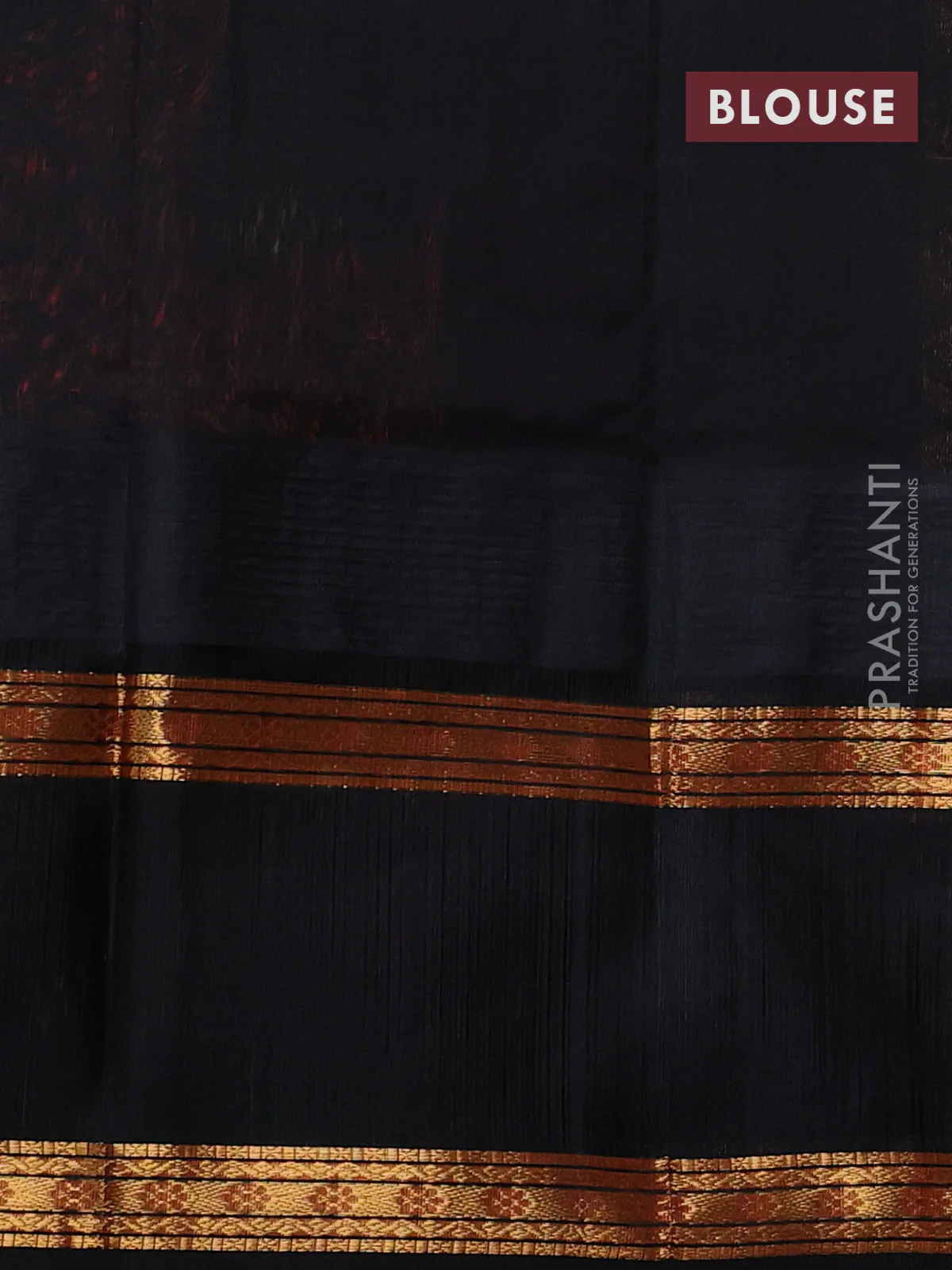 Kuppadam silk cotton saree peach orange and black with allover zari woven buttas and rettapet zari woven butta border - Image 3