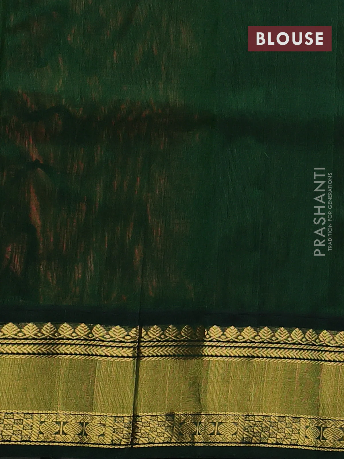 Kuppadam silk cotton saree peach orange and bottle green with allover zari woven buttas and rettapet zari woven border - Image 3