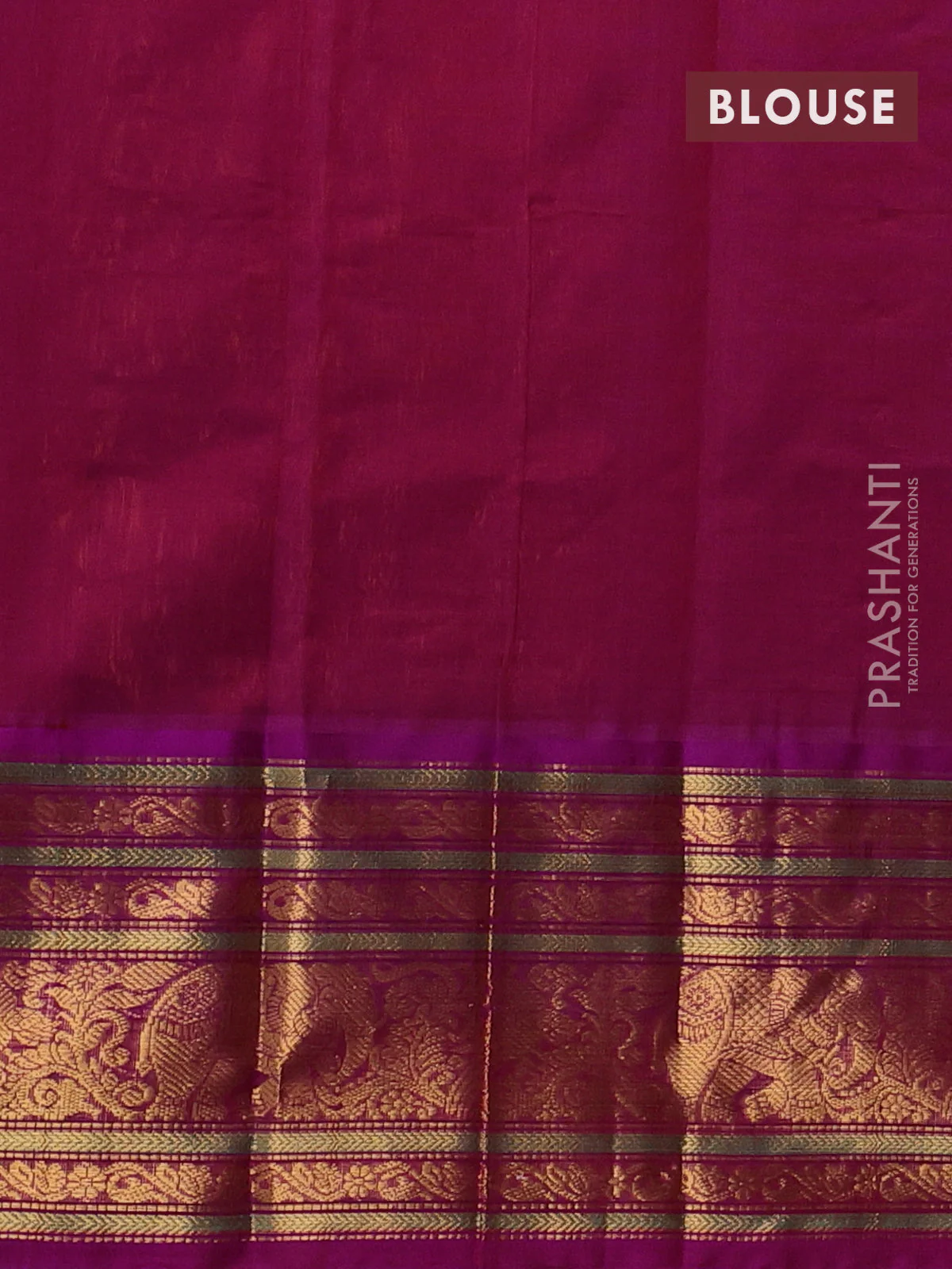 Kuppadam silk cotton saree peach orange and purple with allover small zari checked pattern and long zari woven border - Image 3