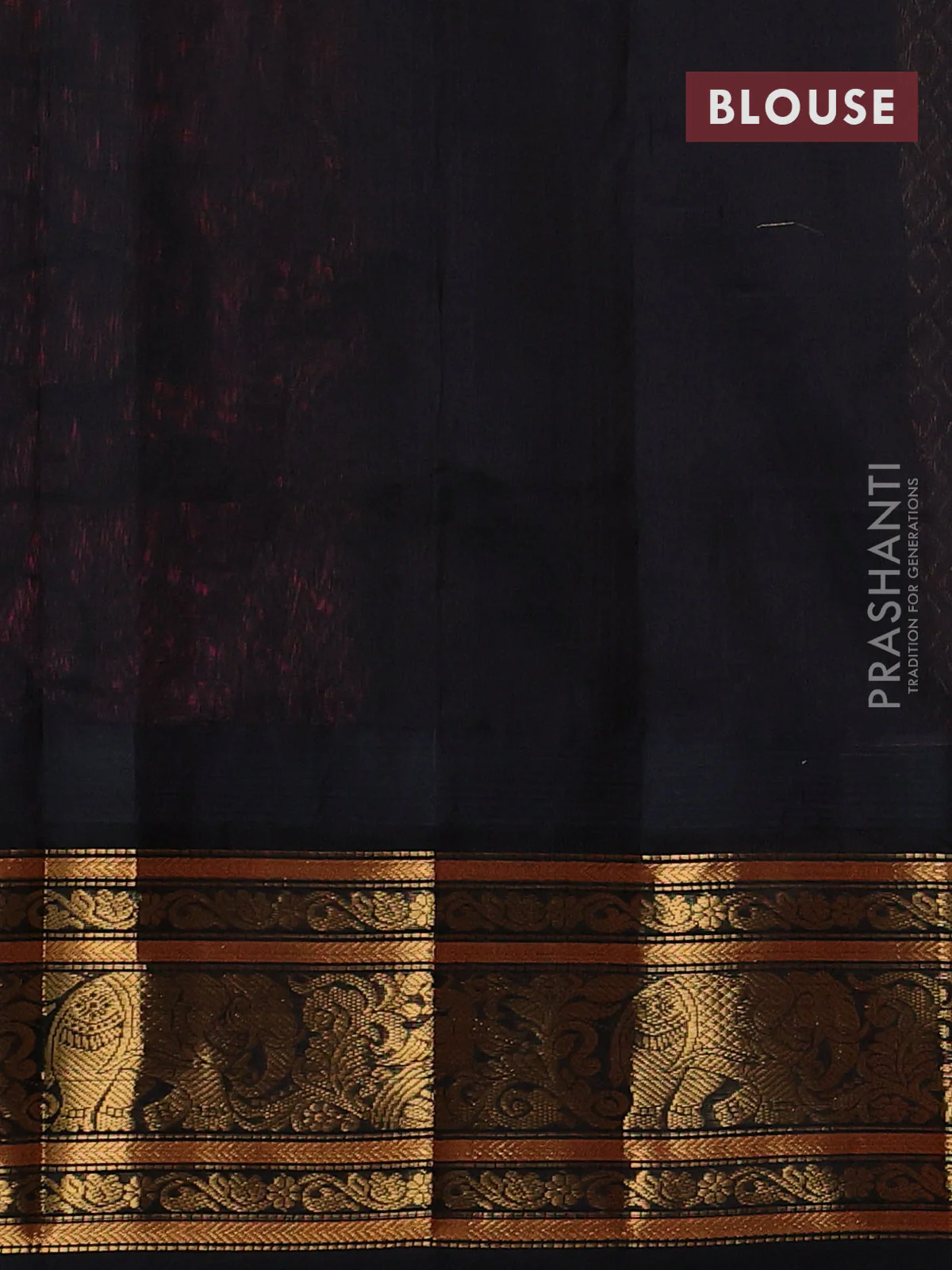 Kuppadam silk cotton saree peach pink and black with allover vairosi pattern & buttas and long zari woven border - Image 3