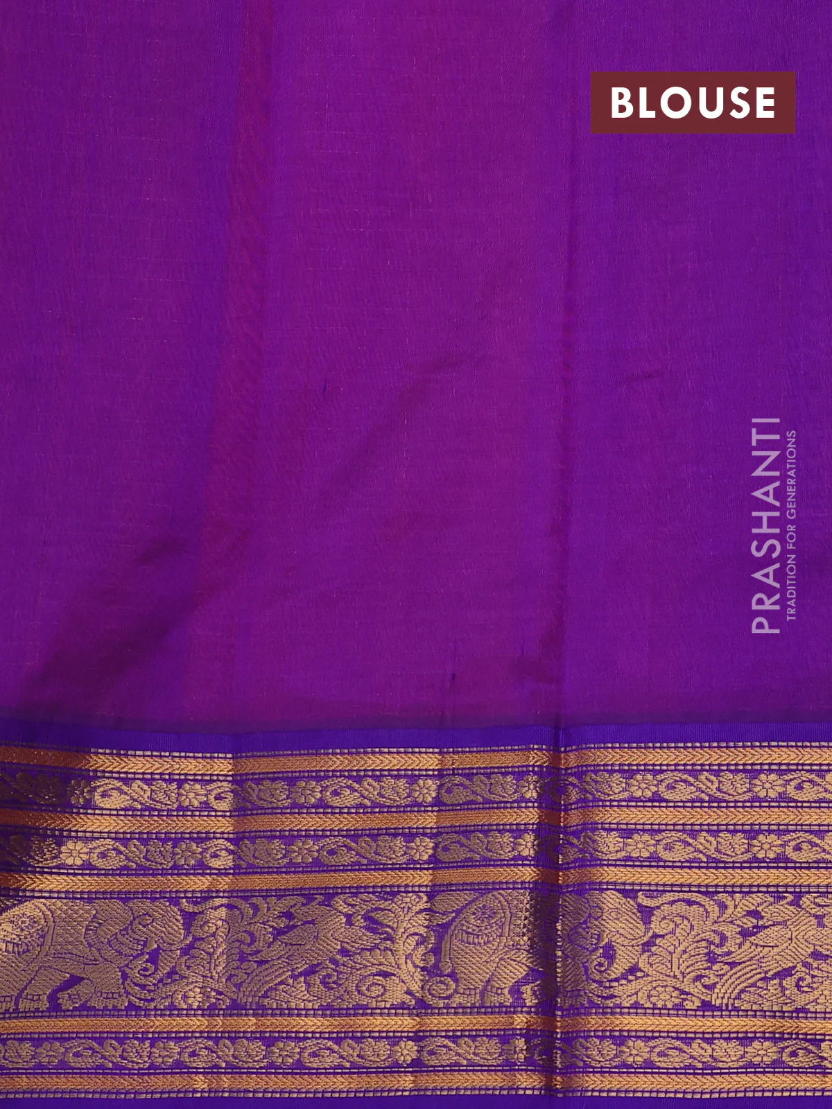 Kuppadam silk cotton saree peach pink and violet with allover zari woven checked pattern and long zari woven border - Image 3