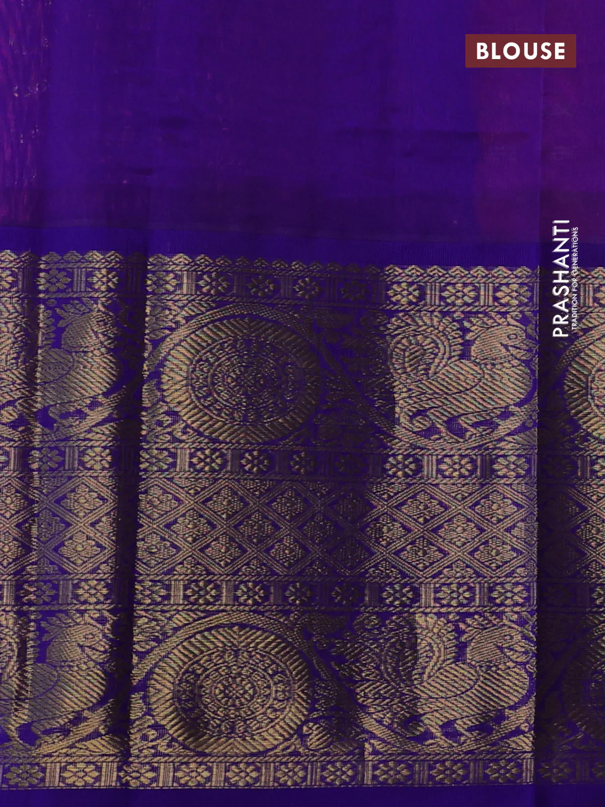 Kuppadam silk cotton saree pink and blue with allover zari woven stripes pattern and long zari woven border - Image 3