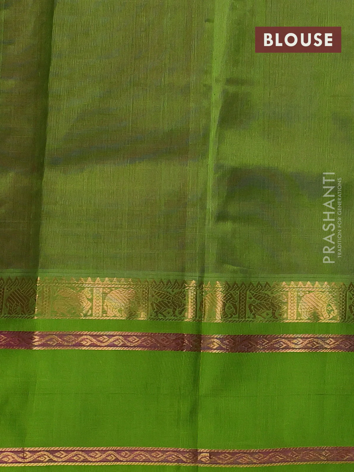 Kuppadam silk cotton saree pink and light green with allover zari checked pattern and rettapet zari woven butta border - Image 3