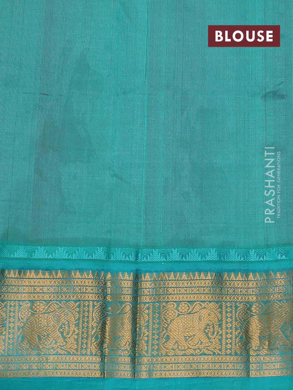 Kuppadam silk cotton saree pink and teal green with allover lakshadeepam weaves and temple design zari woven border - Image 3