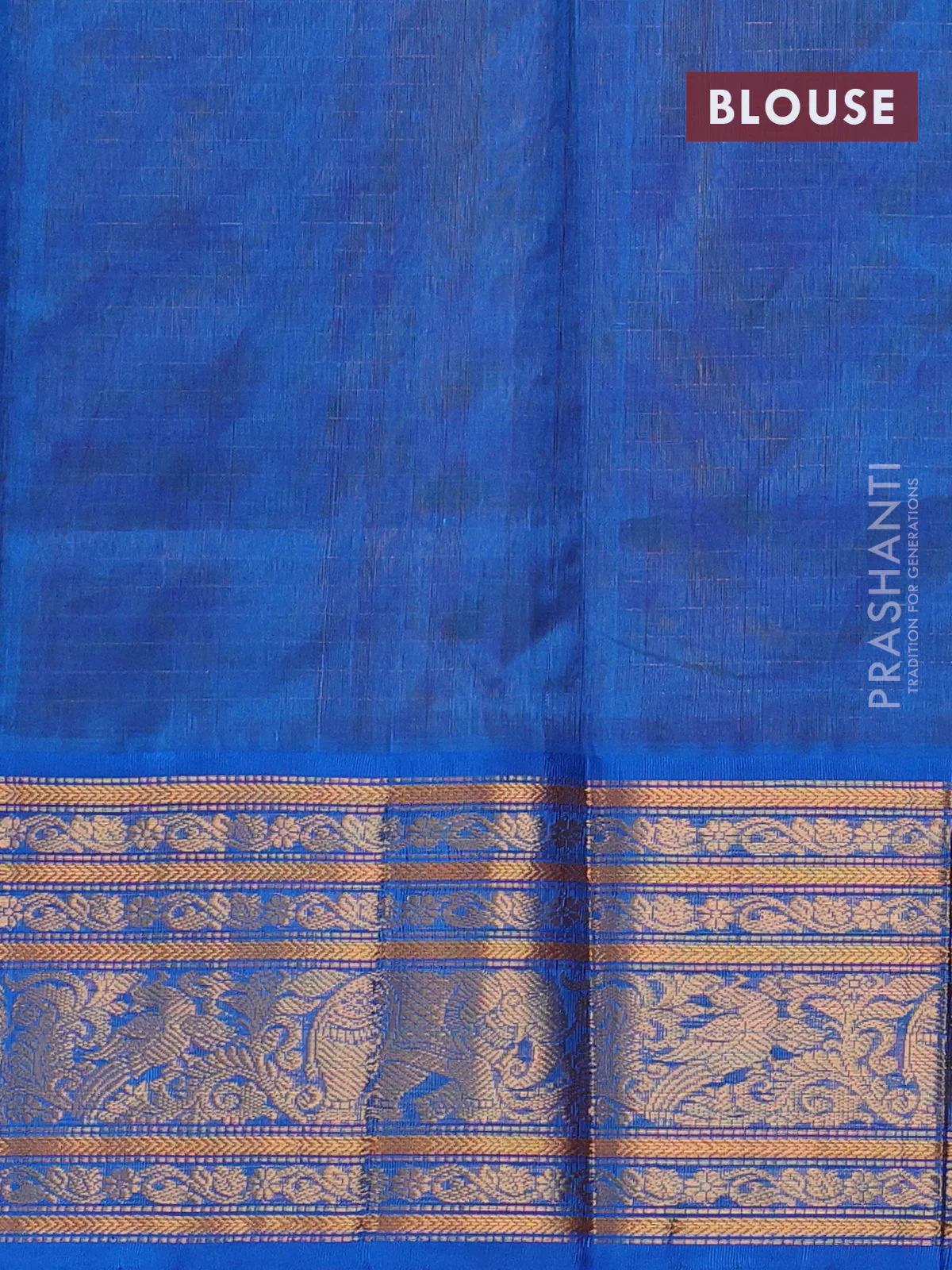 Kuppadam silk cotton saree rust shade and cs blue with allover zari checked pattern and long zari woven border - Image 3