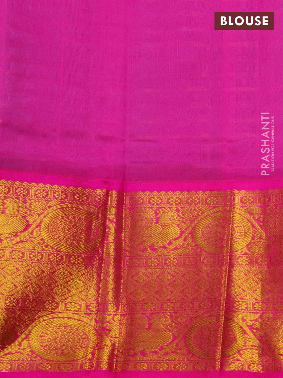 Kuppadam silk cotton saree teal blue and pink with allover zari stripes pattern and long zari woven border - Image 3