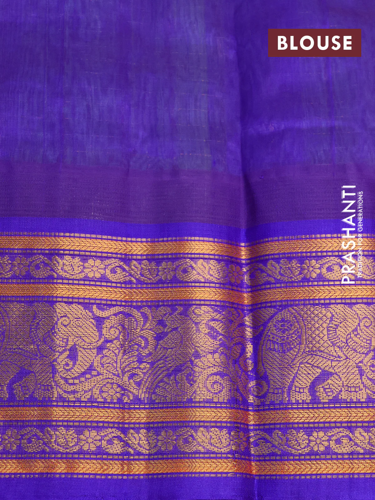 Kuppadam silk cotton saree teal green and blue with allover zari checks & buttas and temple deisgn zari woven border - Image 9