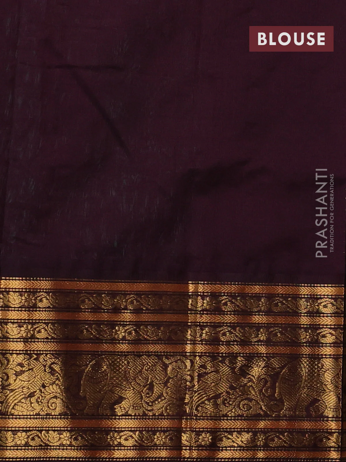 Kuppadam silk cotton saree teal green and coffee brown with allover small zari checked pattern and long zari woven border - Image 3