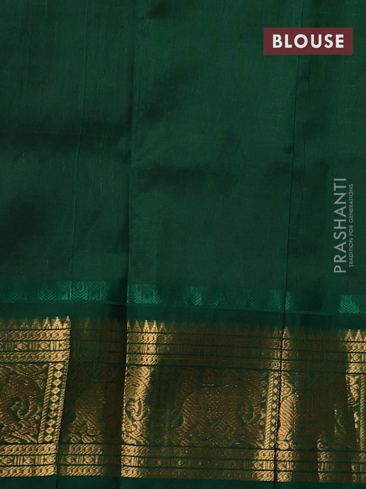 Kuppadam silk cotton saree wine shade and green with allover laksha deepam pattern and temple design elephant zari woven border - Image 3