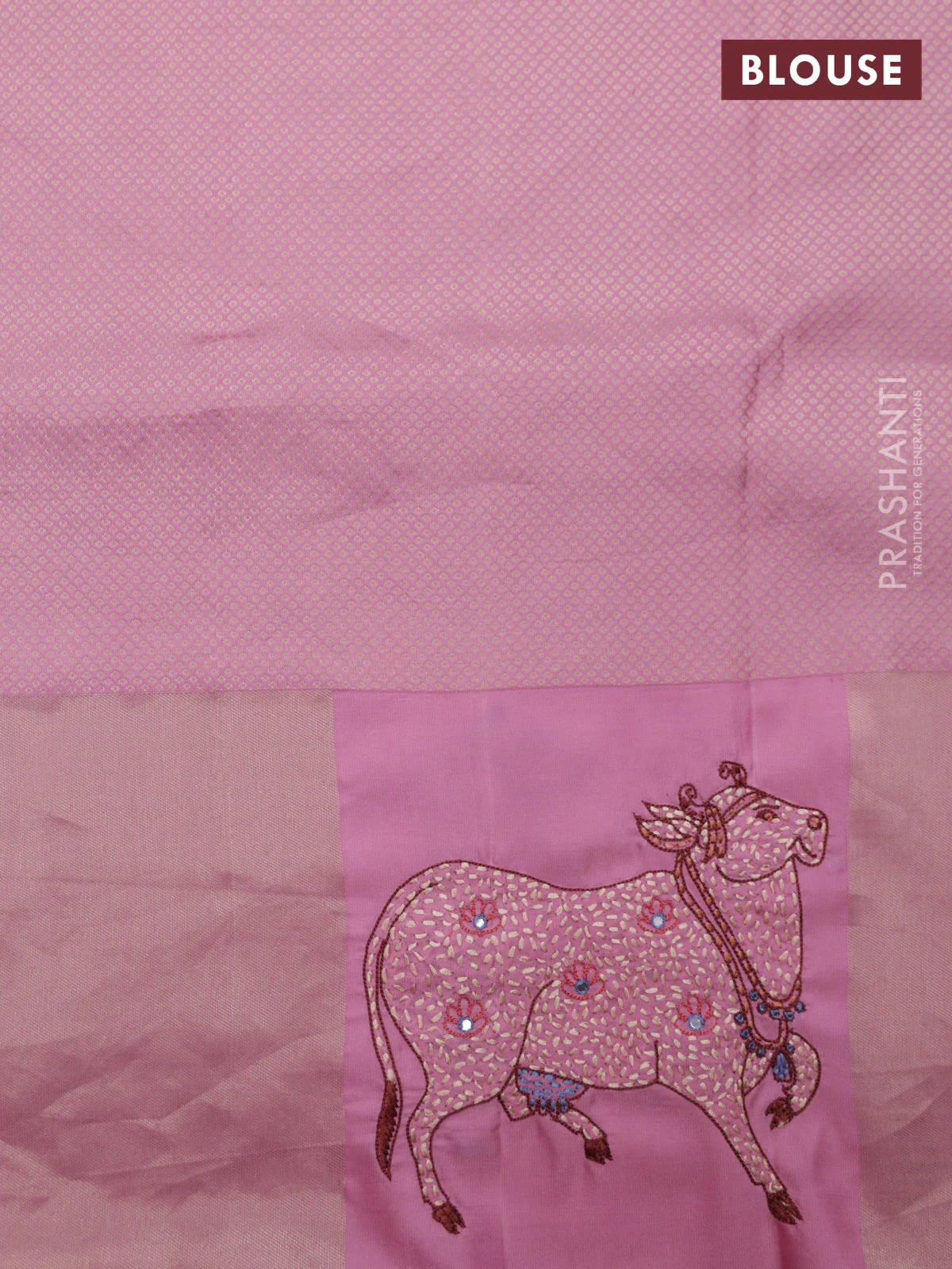 Light PInk Pure Kanchipuram Silk Saree With Zari Stripes & Border Embroidery - Image 8