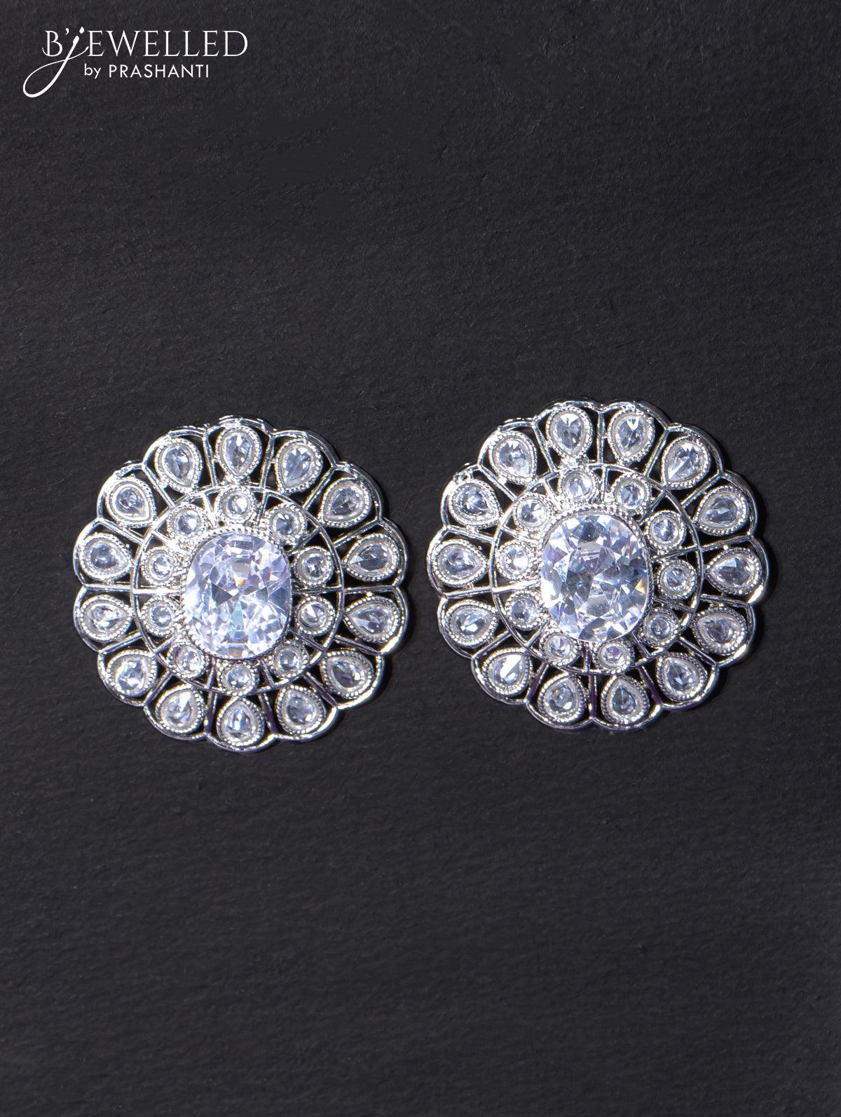Light weight earrings with cz and white stone - Image 2