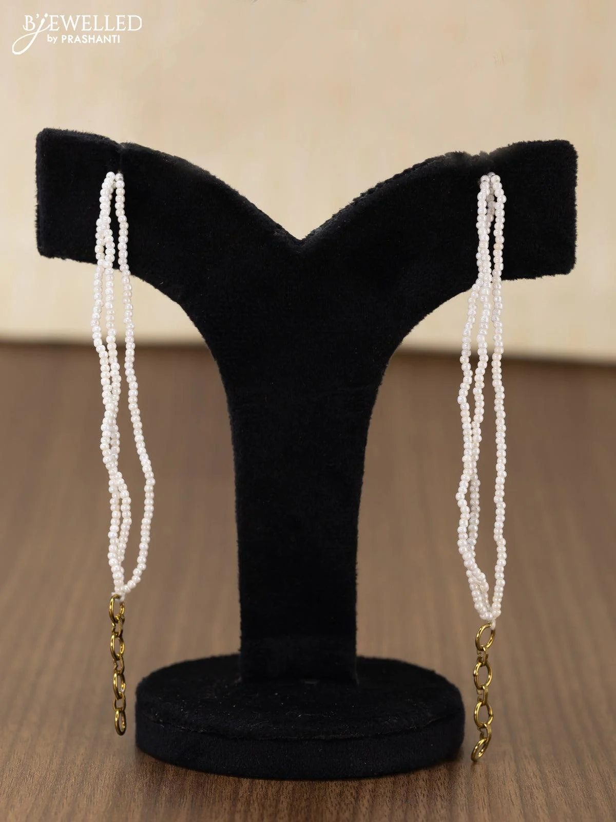 Light weight minakari earring pastel brown with pearl maatal - Image 2