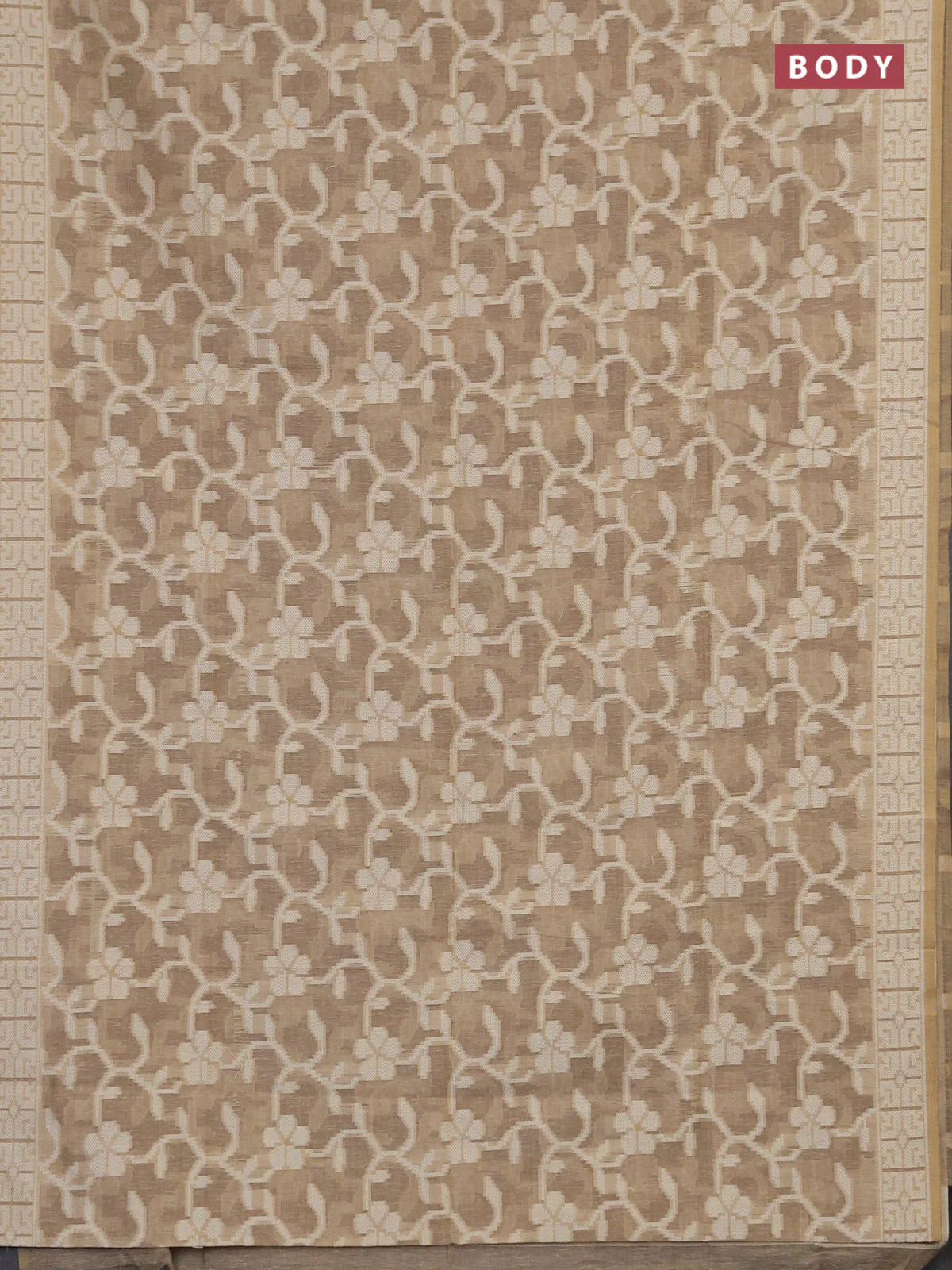 Linen cotton saree beige with allover jamdhani weaves - Image 2