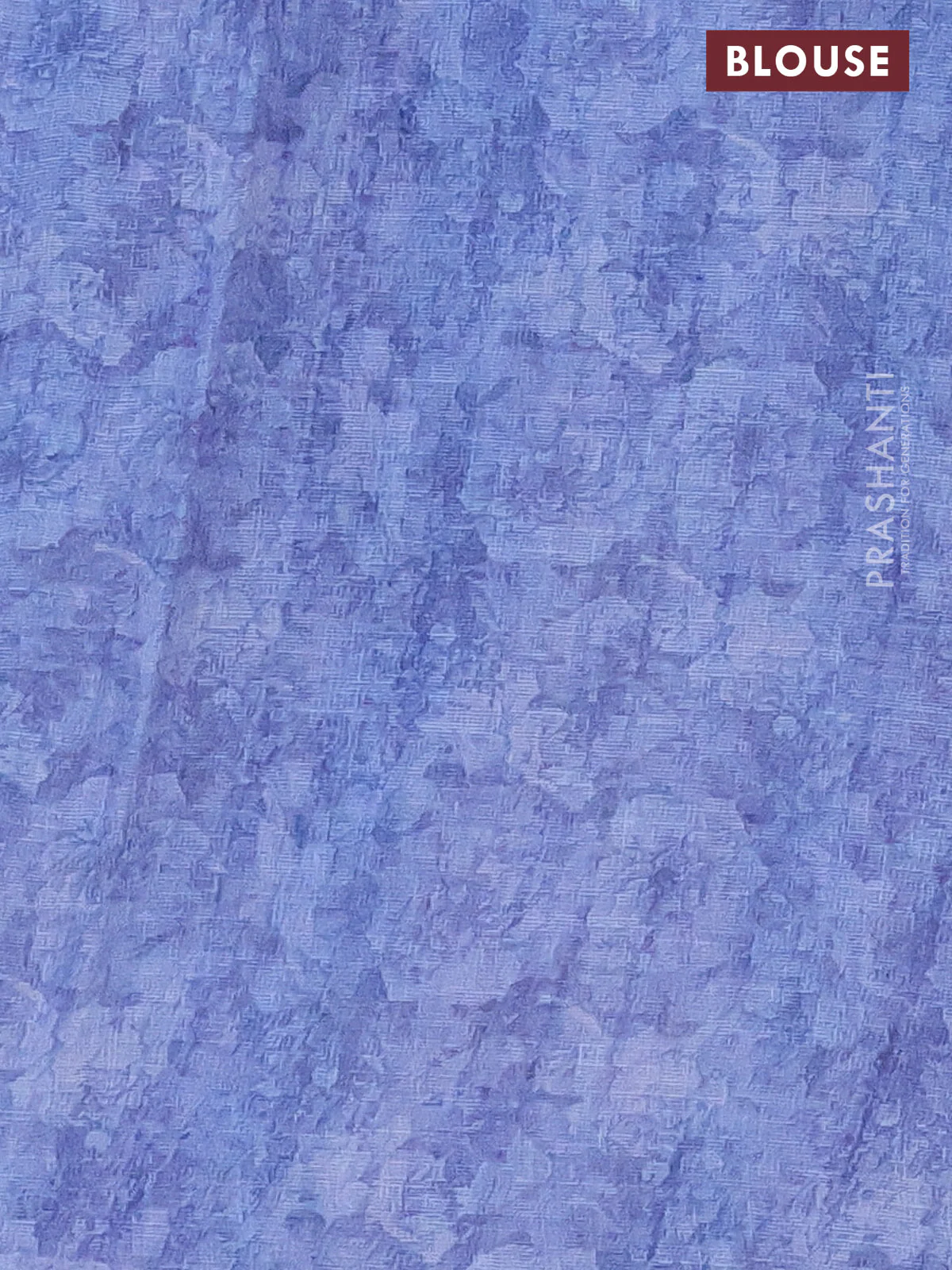 Linen cotton saree blue shade with allover floral digital prints and simple border - Image 4