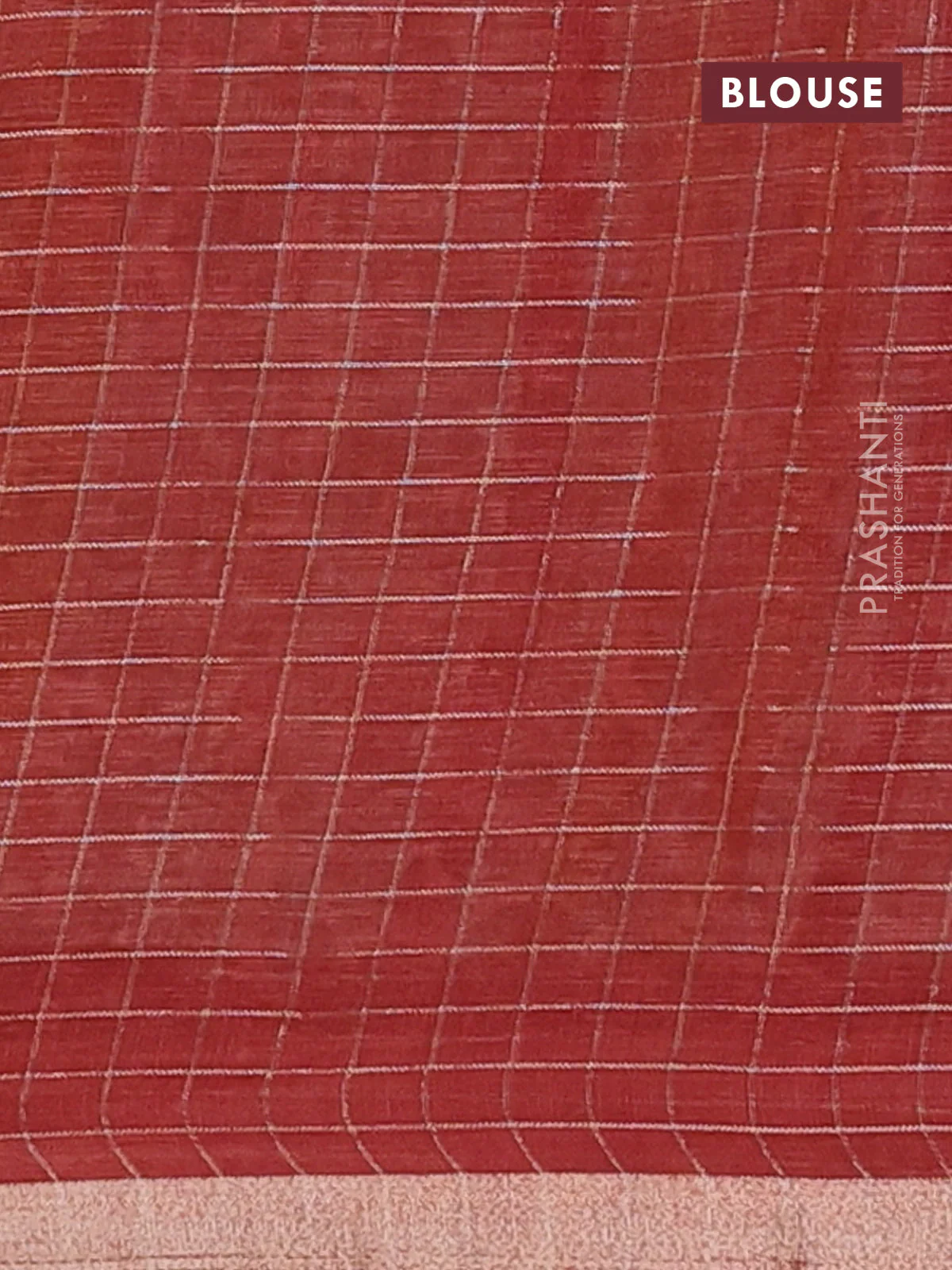 Linen cotton saree cream and maroon with allover prints & zari checks and zari woven border - Image 4
