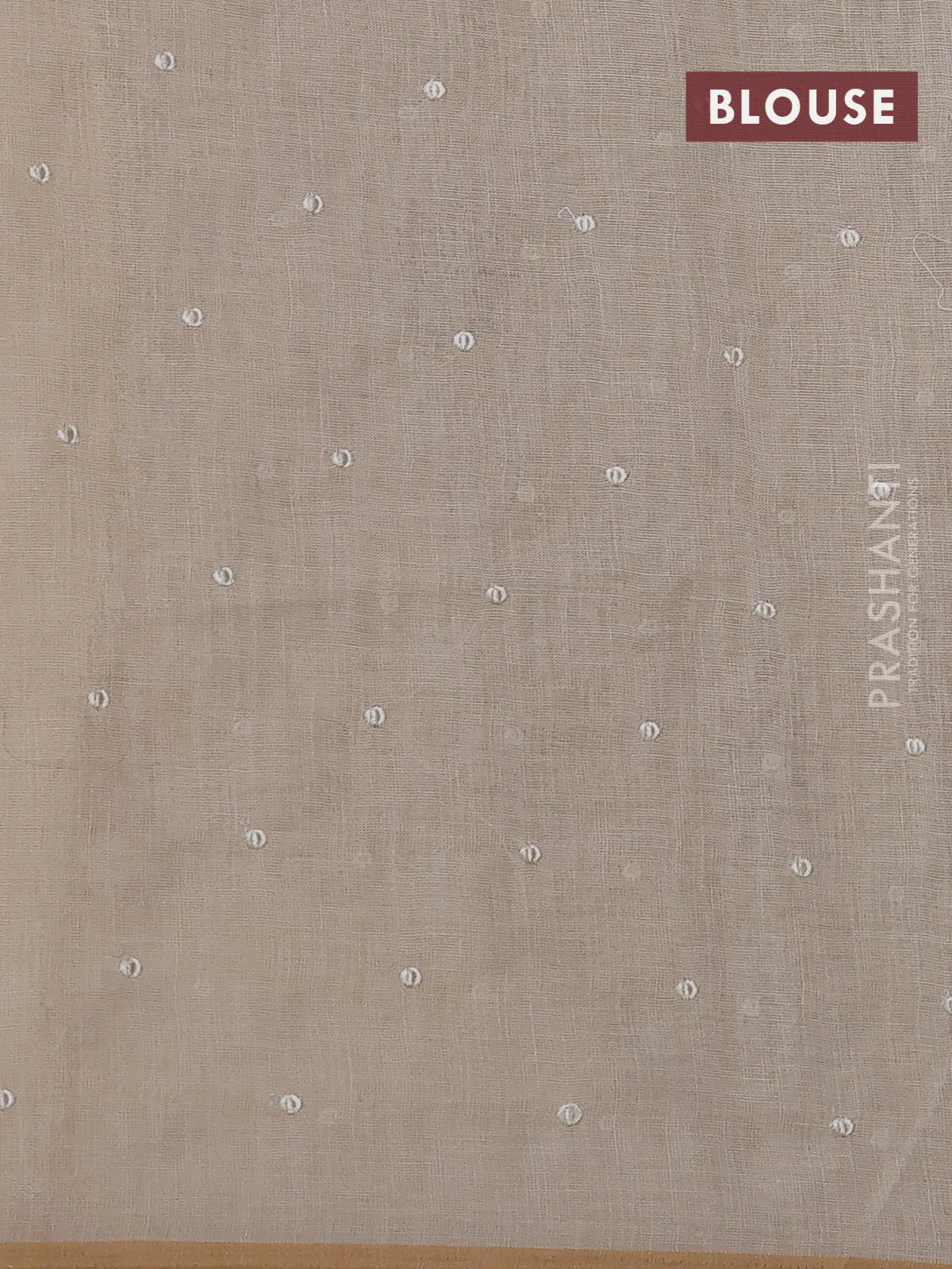 Linen cotton saree cream and pastel green with kantha stitch work and embroidered border - Image 3