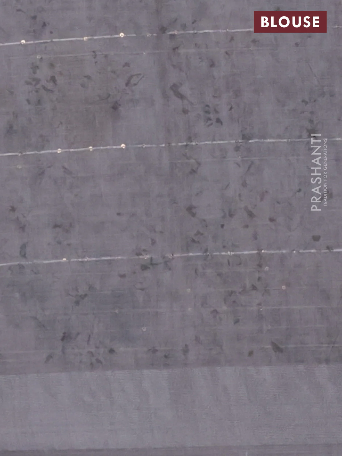 Linen cotton saree grey with floral butta prints & sequin work and silver zari woven border - Image 4