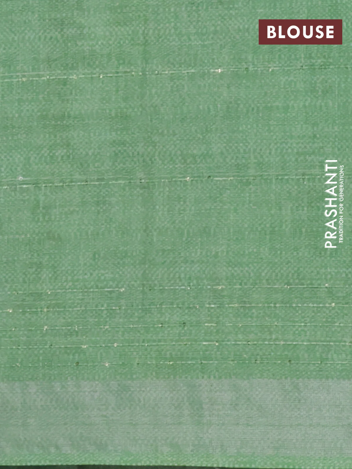Linen cotton saree light green with allover leaf prints & sequin work and silver zari woven border - Image 4