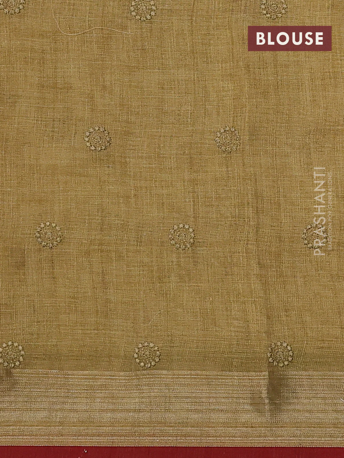 Linen cotton saree lime green with allover embroidery work and embroidered zari border - Image 3