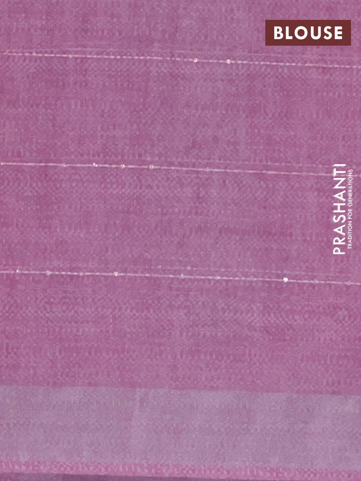 Linen cotton saree mauve pink with allover leaf prints & sequin work and silver zari woven border - Image 4