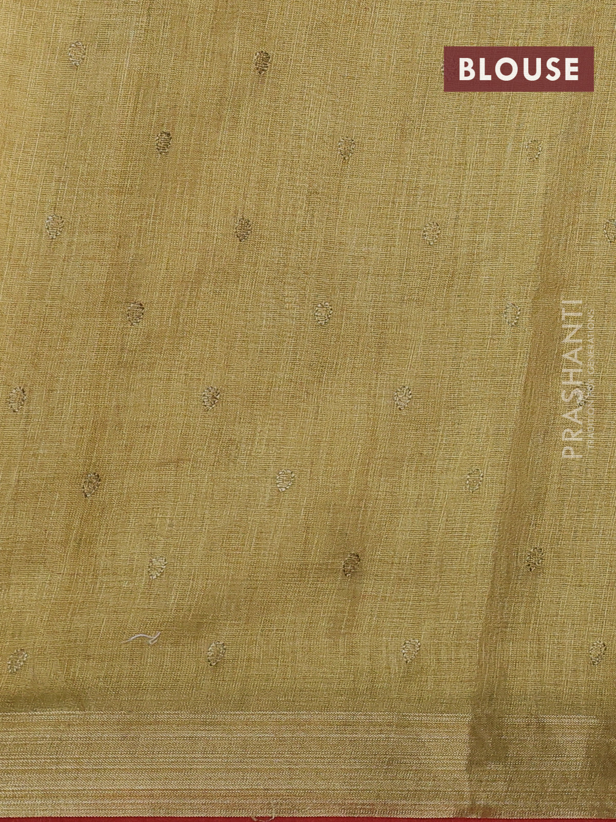 Linen cotton saree mustard green with kantha stitch work and embroidered zari border - Image 3
