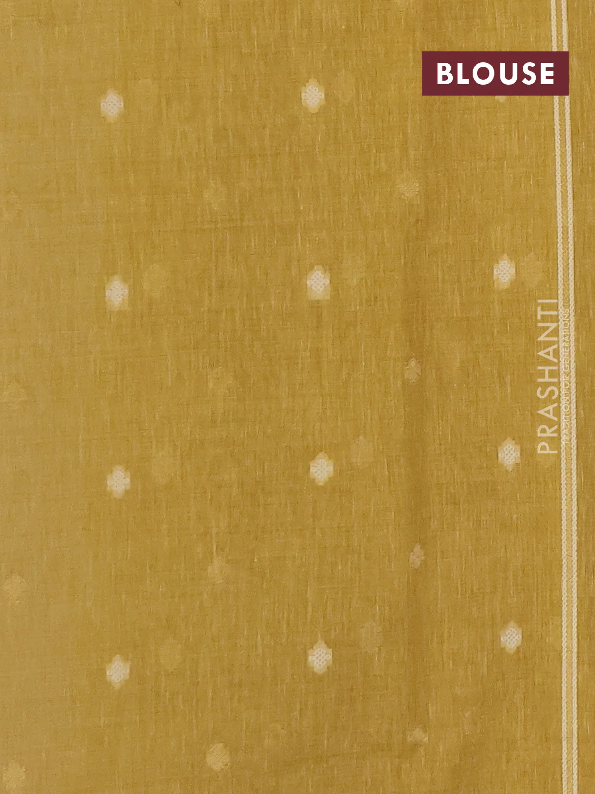 Linen cotton saree mustard yellow with allover jamdhani weaves - Image 4