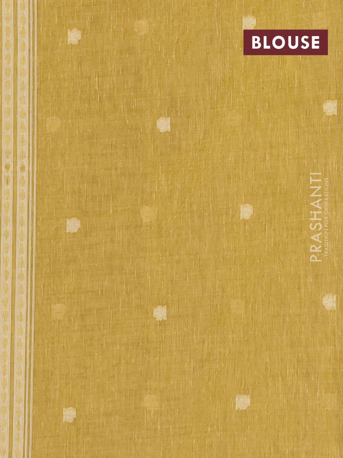 Linen cotton saree mustard yellow with allover jamdhani weaves - Image 4