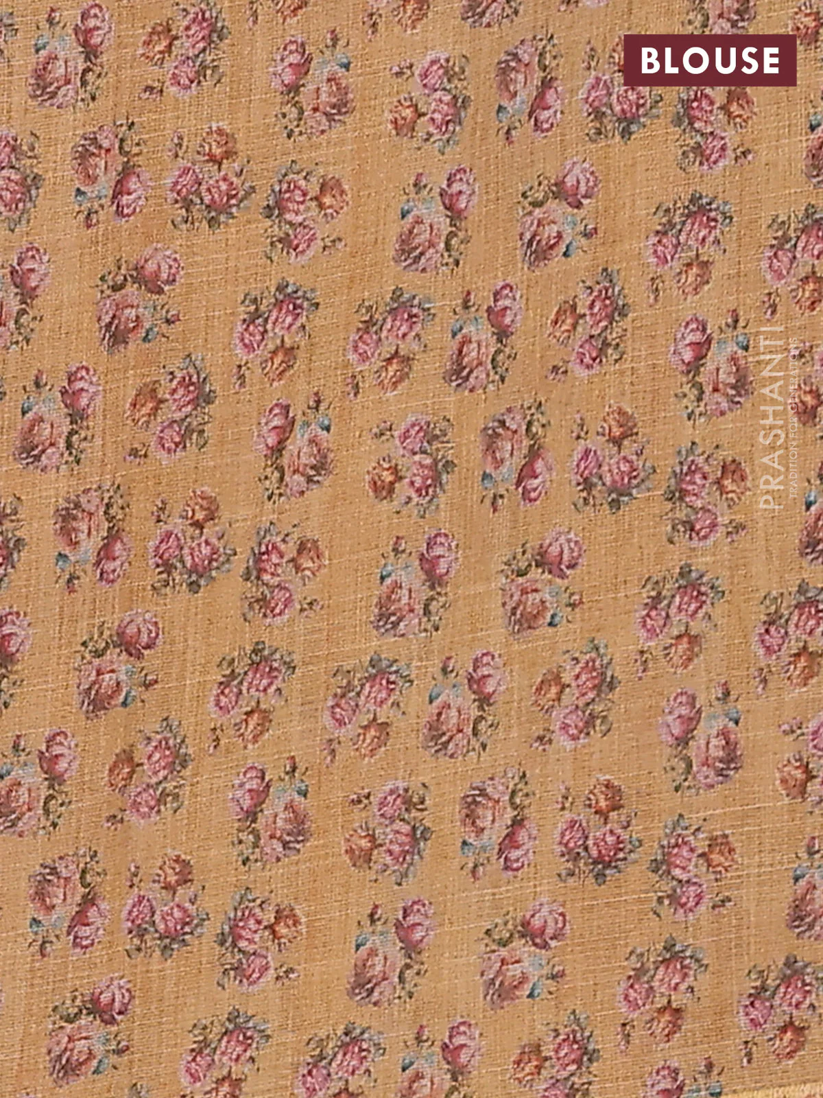 Linen cotton saree mustard yellow with allover prints and printed border - Image 4