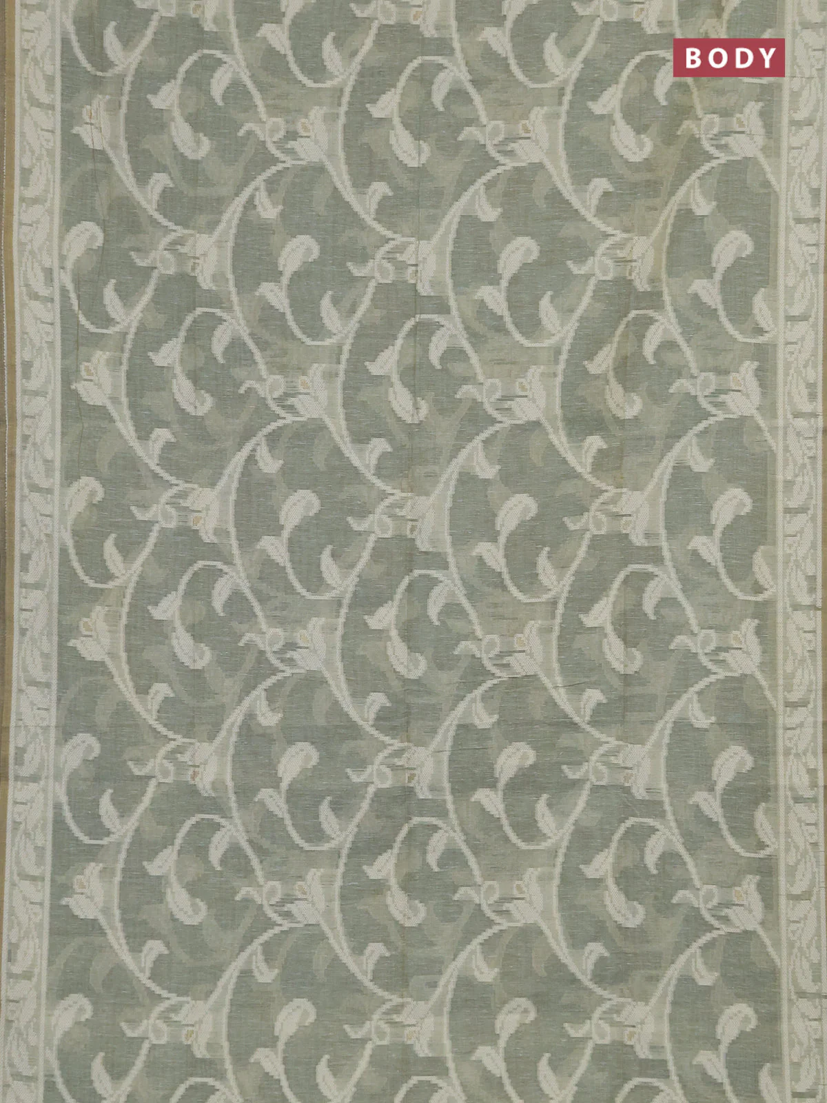 Linen cotton saree pastel green shade with allover jamdhani weaves - Image 2