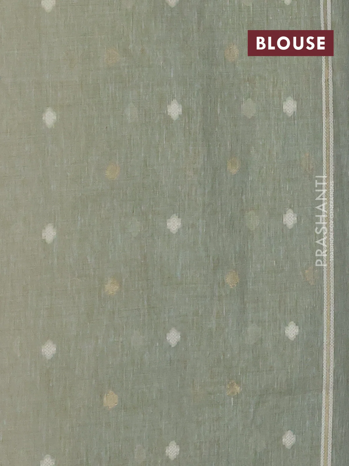 Linen cotton saree pastel green shade with allover jamdhani weaves - Image 4