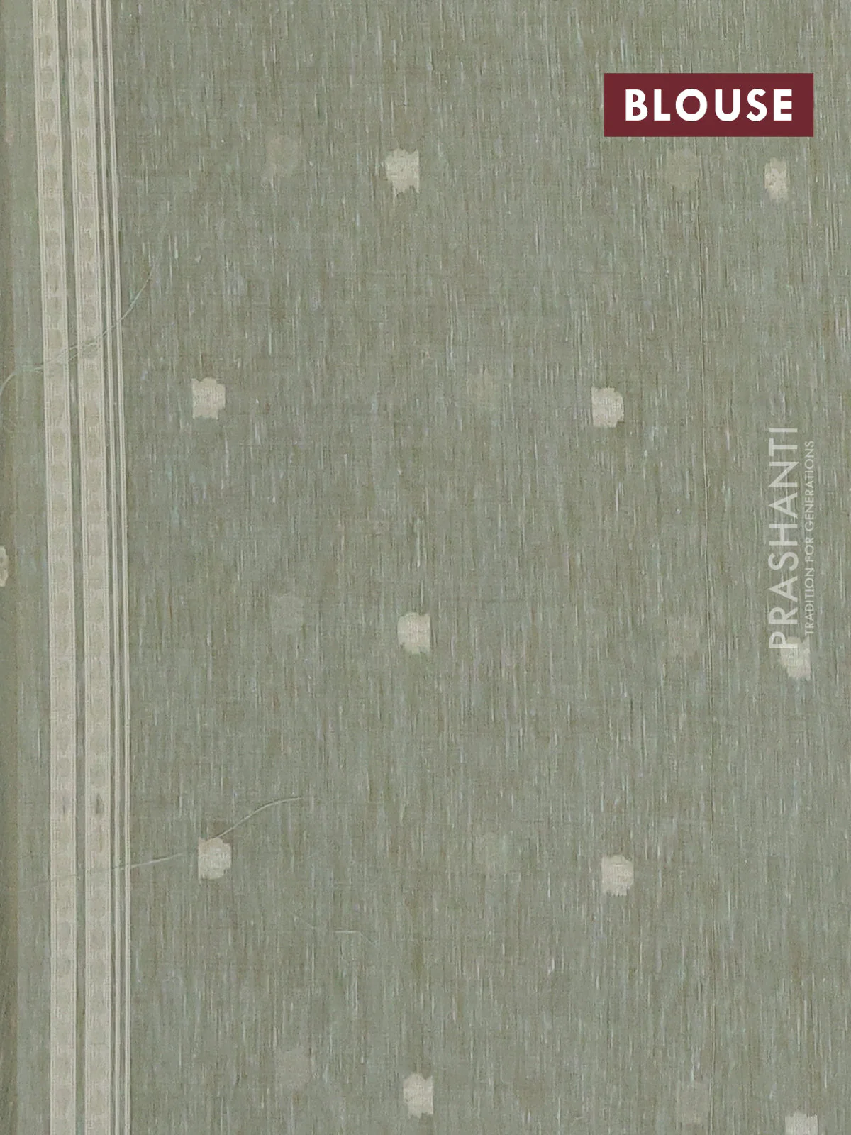 Linen cotton saree pastel green shade with allover jamdhani weaves - Image 4