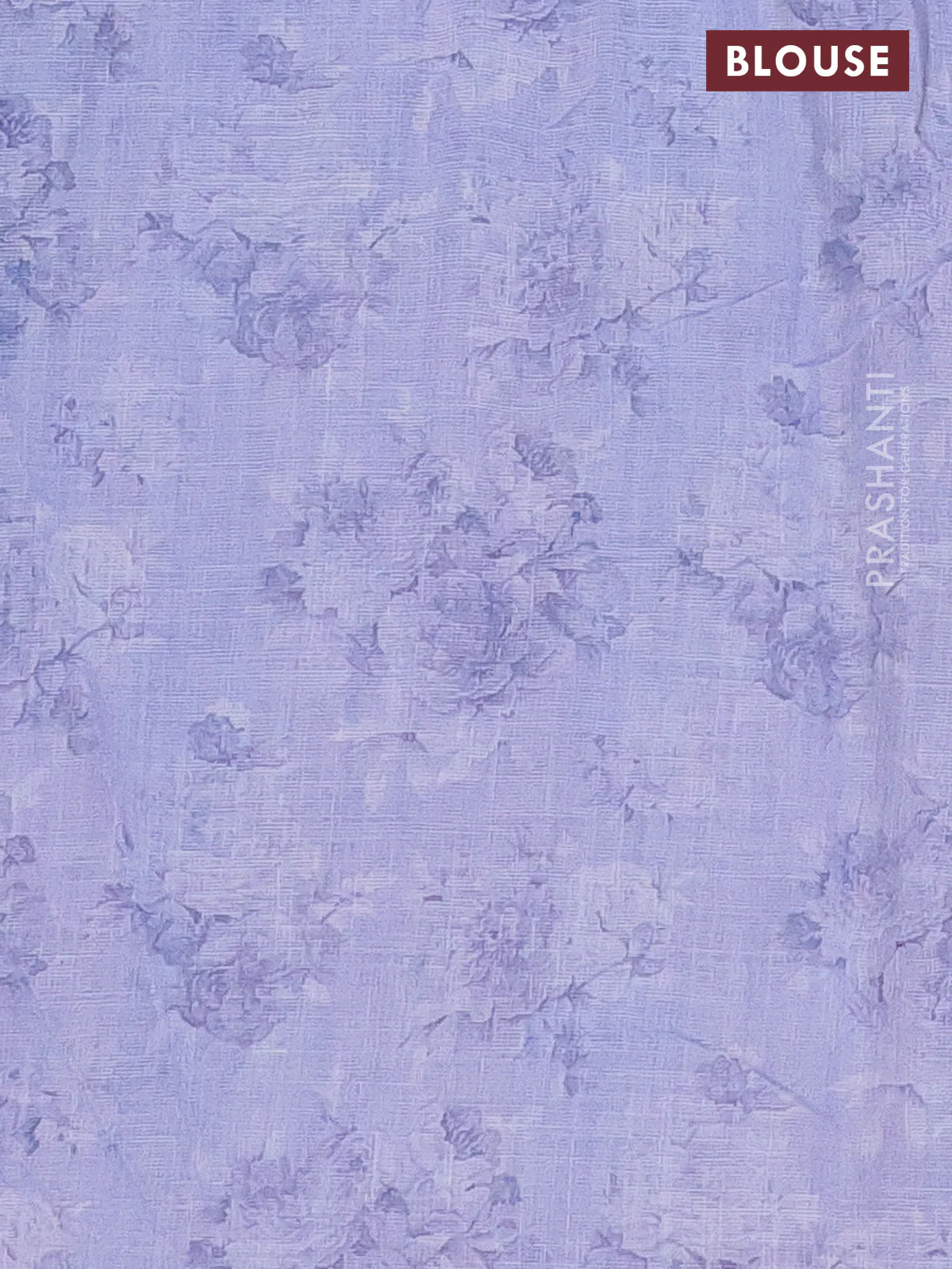 Linen cotton saree pastel lavender with allover floral digital prints and simple border - Image 4