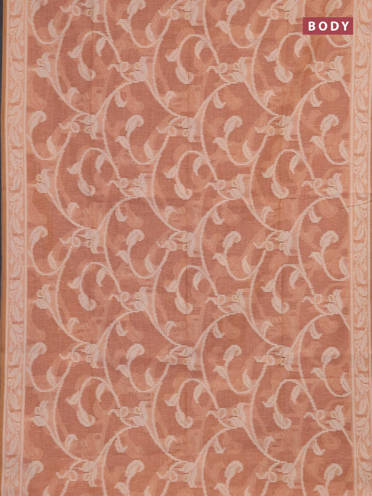 Linen cotton saree pastel peach with allover jamdhani weaves - Image 2