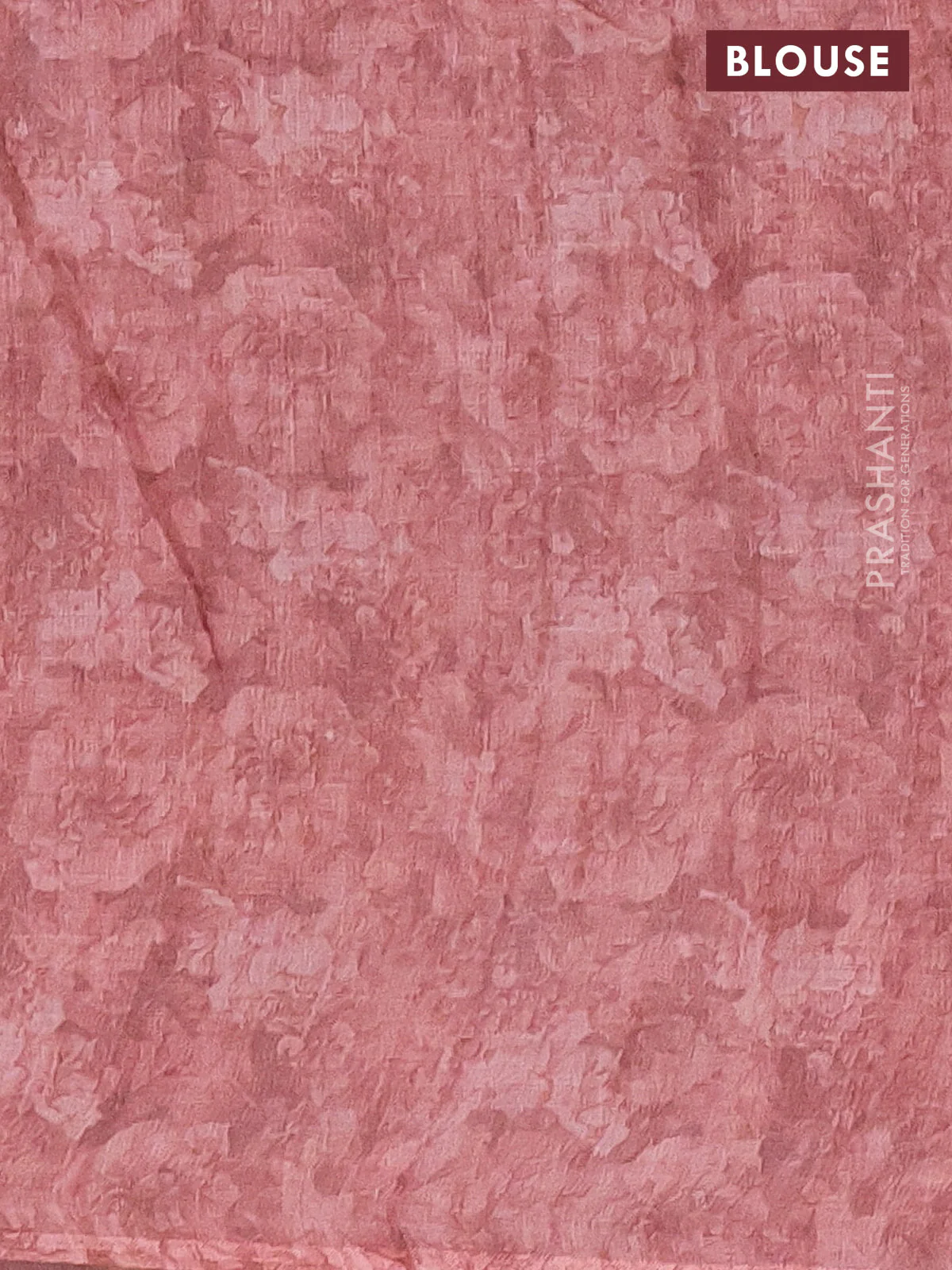 Linen cotton saree peach shade with allover floral digital prints and simple border - Image 4