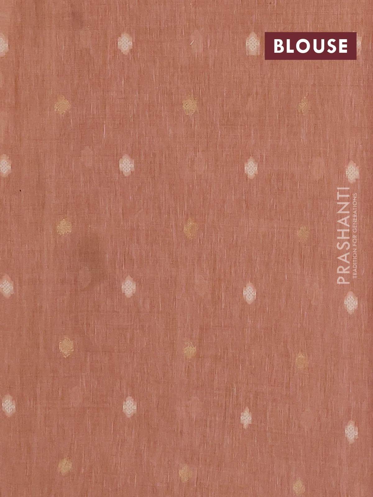 Linen cotton saree peach shade with allover jamdhani weaves - Image 7