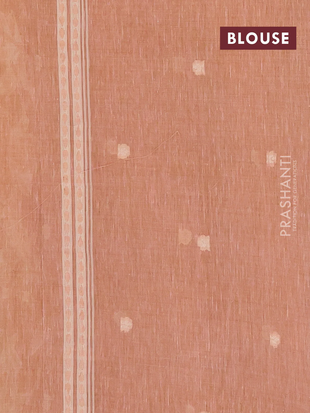 Linen cotton saree peach shade with allover jamdhani weaves - Image 4