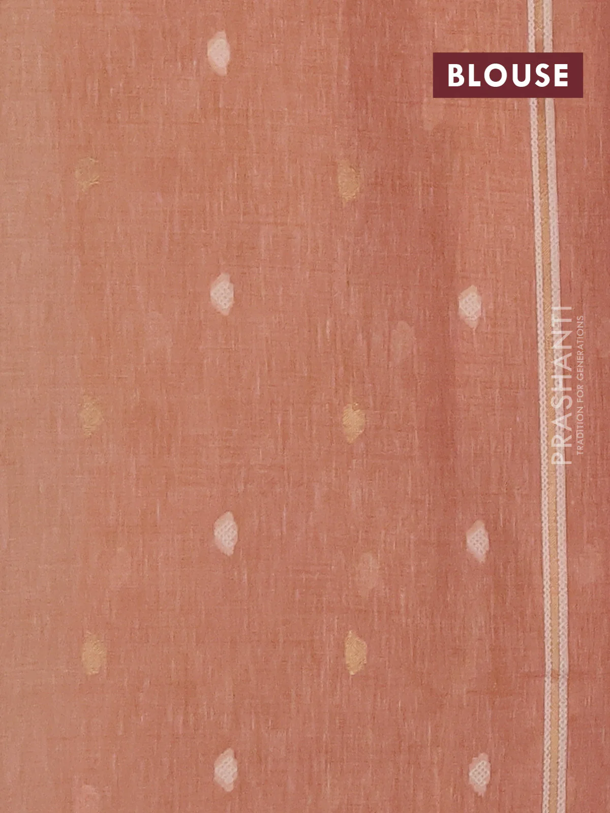 Linen cotton saree peach shade with allover jamdhani weaves - Image 4
