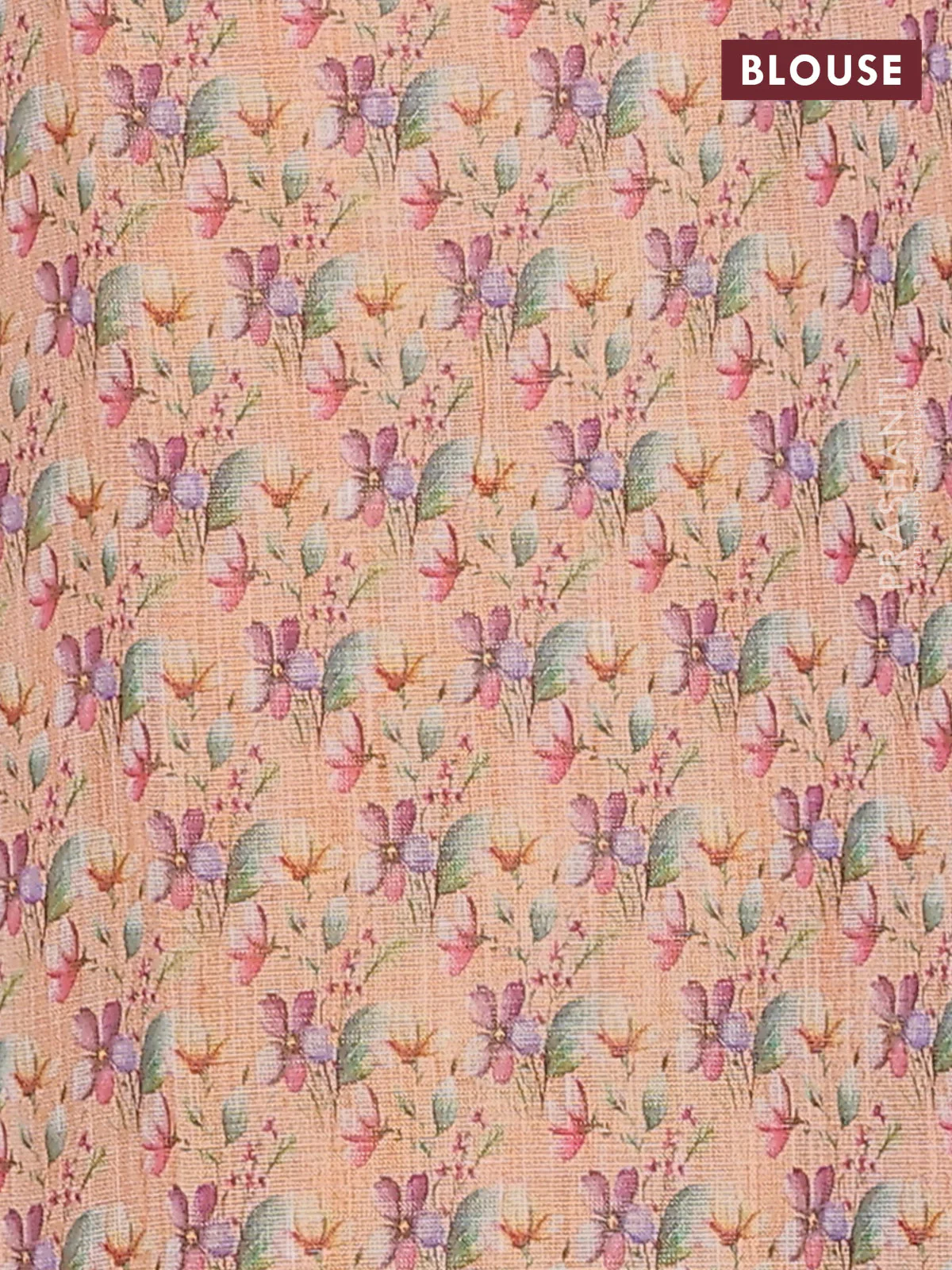 Linen cotton saree peach shade with plain body and digital printed border - Image 4