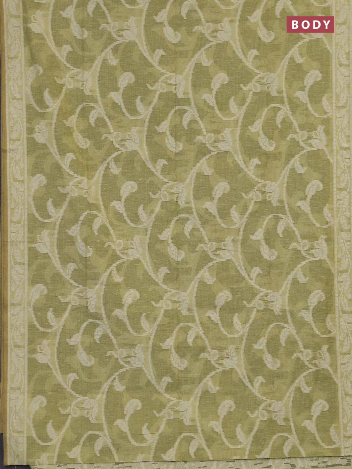 Linen cotton saree pista green with allover jamdhani weaves - Image 2