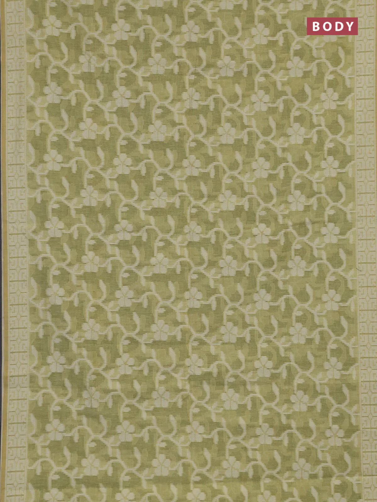 Linen cotton saree pista green with allover jamdhani weaves - Image 2