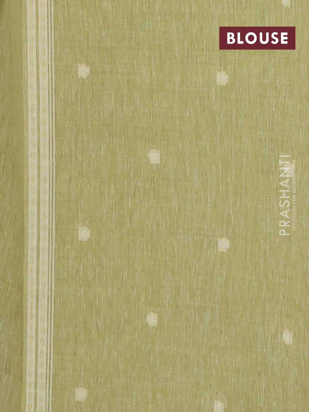 Linen cotton saree pista green with allover jamdhani weaves - Image 4