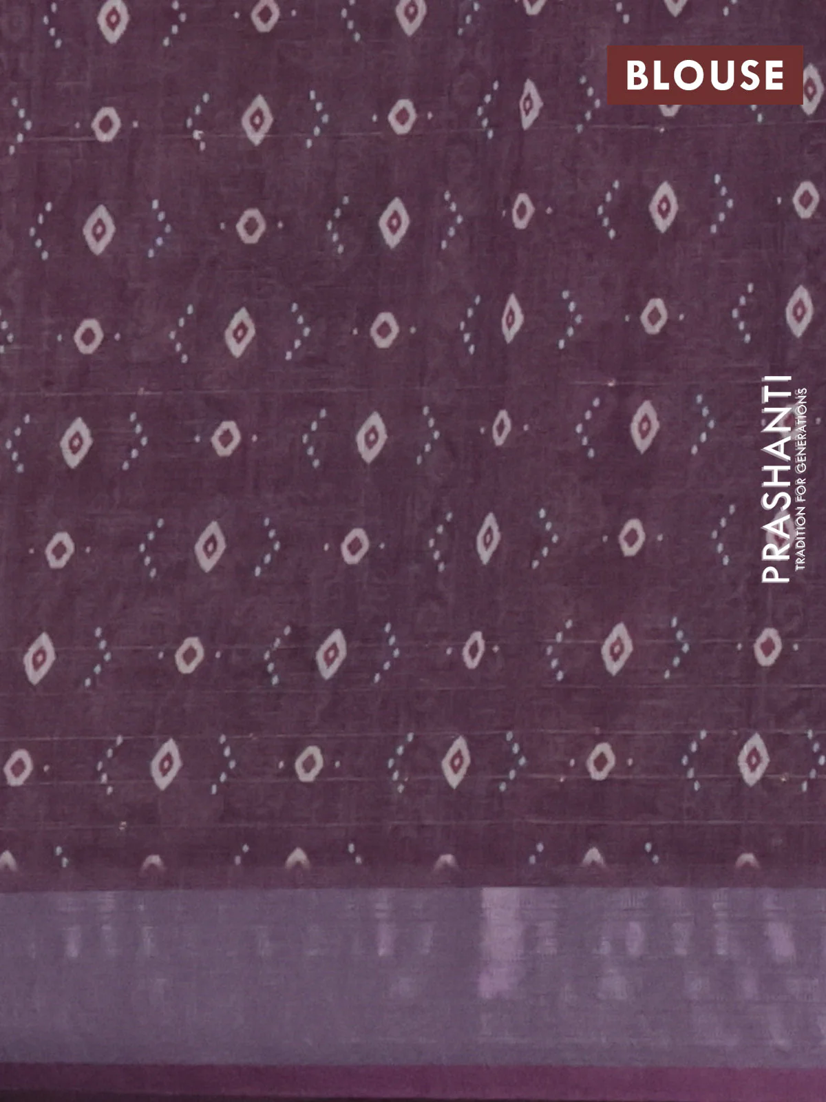 Linen cotton saree purple shade and wine shade with floral prints & sequin work and silver zari woven border - Image 4