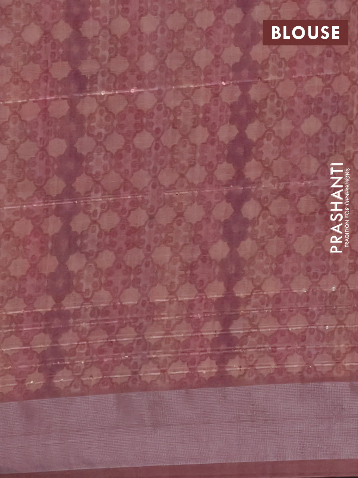 Linen cotton saree rust shade with floral prints & sequin work and silver zari woven border - Image 4