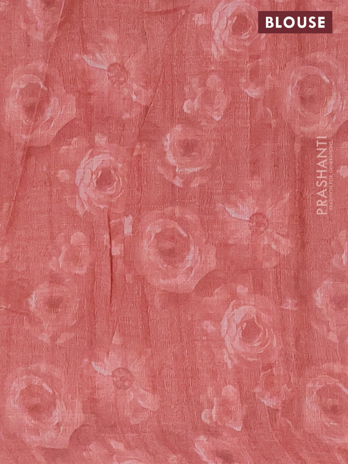 Linen cotton saree rustic orange with allover floral digital prints and simple border - Image 4