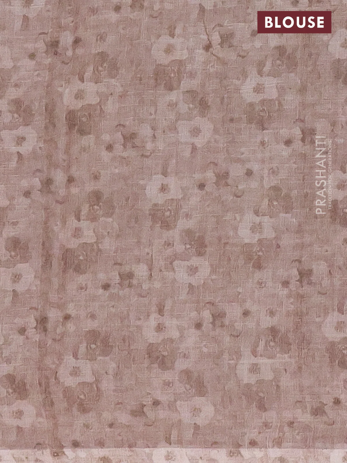 Linen cotton saree sandal with allover floral digital prints and simple border - Image 4