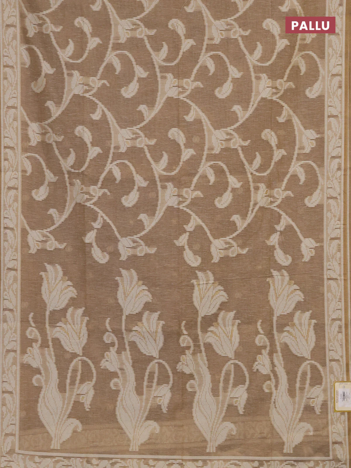 Linen cotton saree sandal with allover jamdhani weaves - Image 3