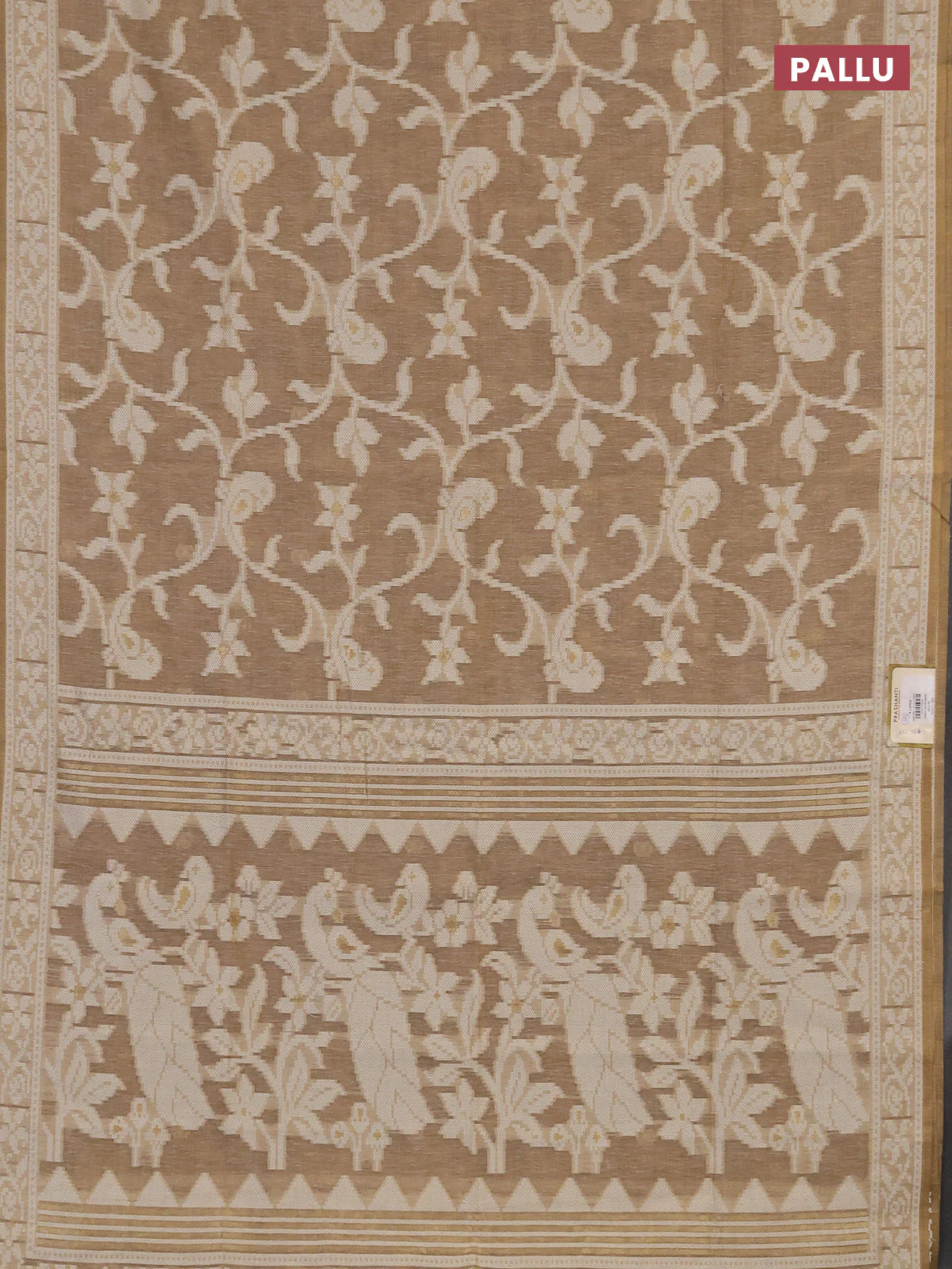 Linen cotton saree sandal with allover jamdhani weaves - Image 3