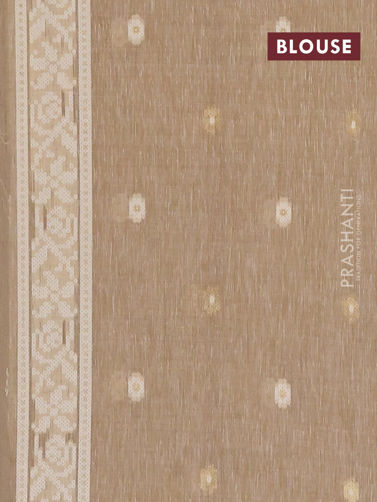 Linen cotton saree sandal with allover jamdhani weaves - Image 4