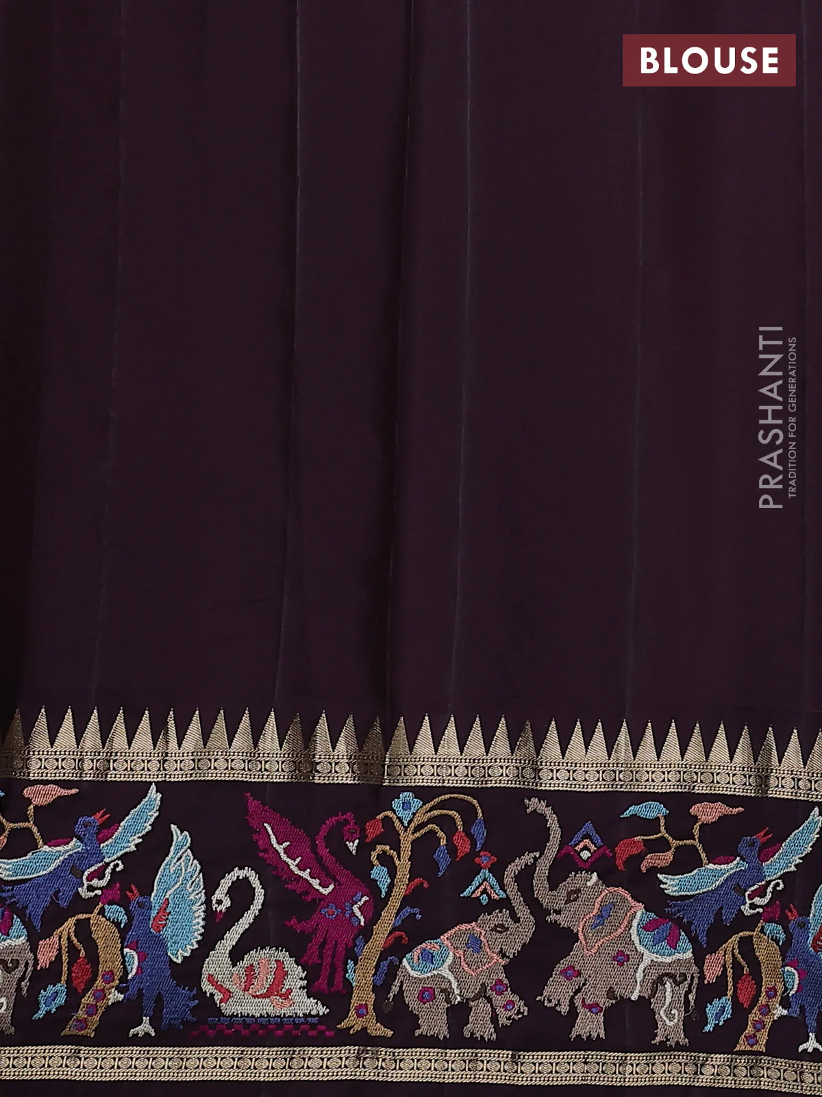 Magenta pink -Deep wine Pure kanchipuram silk saree with Border Embroidery - Image 8